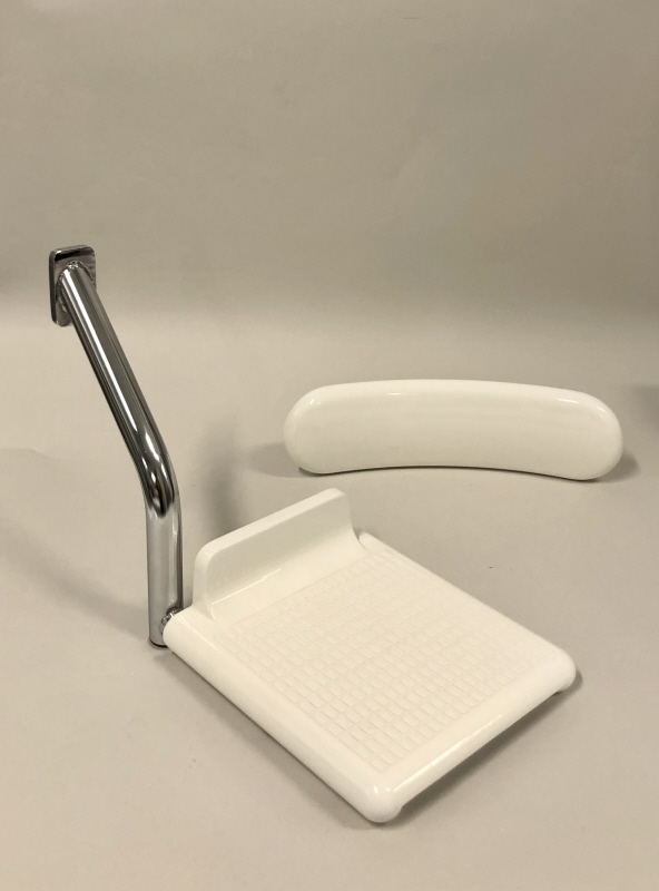Prototyp till detaljer till duschstol - Ryggbricka ”Rufus” och Fotplatta ”Mobil”, ”Mobilette”. Åskådningsmodell