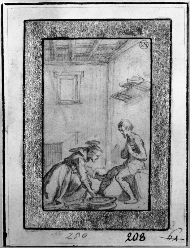 St. Francis washing the feet of a pilgrim