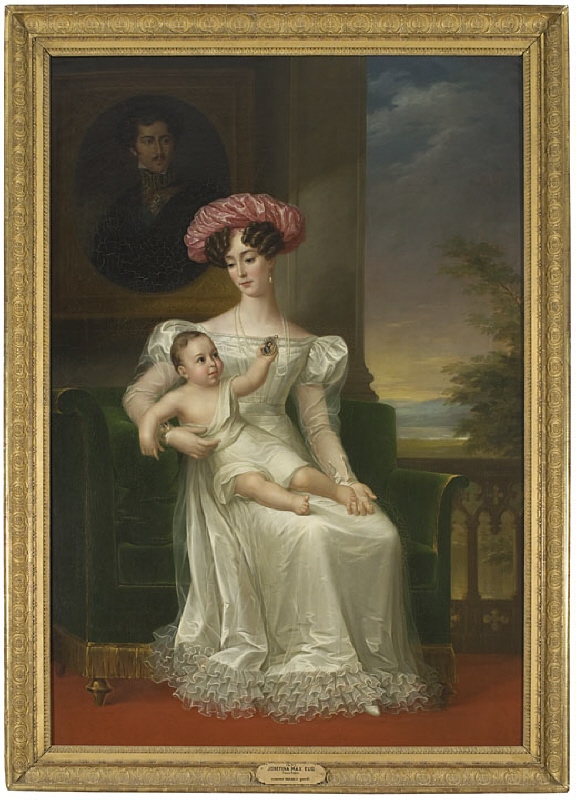 Josefina (1807–1876), Princess of Leuchtenberg , Crown Princess of Sweden and Norway, with her Son, Charles (later Charles XV) (1826–1872), Prince of Sweden and Norway, 1826