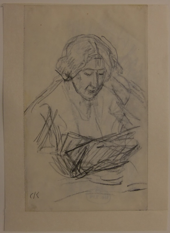 Ruth Liljeblad (1887-1967), gymnastikdirektör, g.m. konstnären; verso: marint motiv