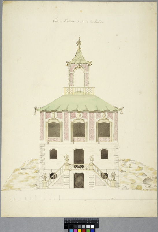 Proposal for a Pavilion (the Confidence) for the Chinese Pavilion at Drottningholm. Elevation of the garden facade