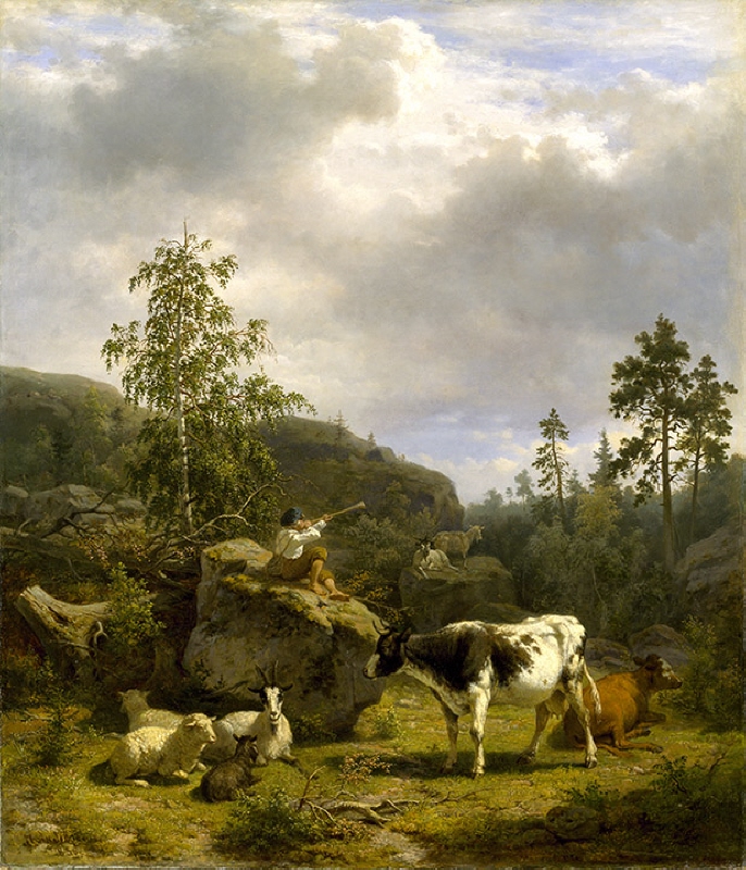 Forest Landscape with a Shepherd Boy and Cattle