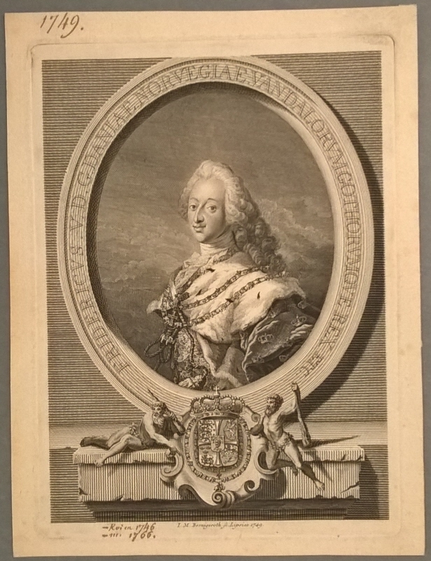 Fredrik V (1723-1766), kung av Danemark och Norge, g.m. 1. Louise av England, 2. Juliana Maria av Braunschweig-Wolfenbüttel
