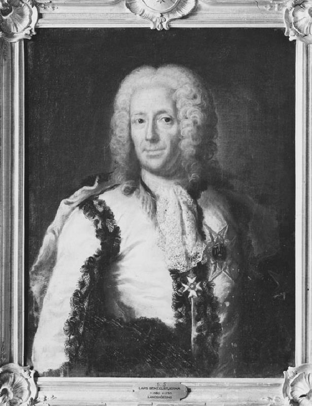 Lars Benzelstierna (1680-1755), mineralog, bergsråd, landshövding, gift med 1. Hedvig Swedenborg, 2. Catharina Insenstierna