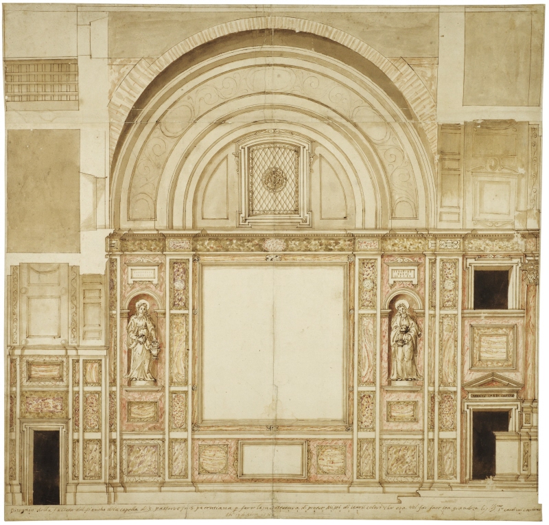 Förslag till väggutsmyckning för Cappella Caetani, ursprungligen Oratorio di S. Pastore, i S. Pudenziana, Rom