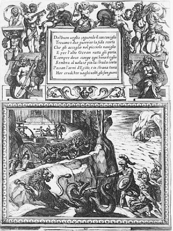 Tassos "Gerusalemme liberata" (1562). Illustration till "Canto XV"