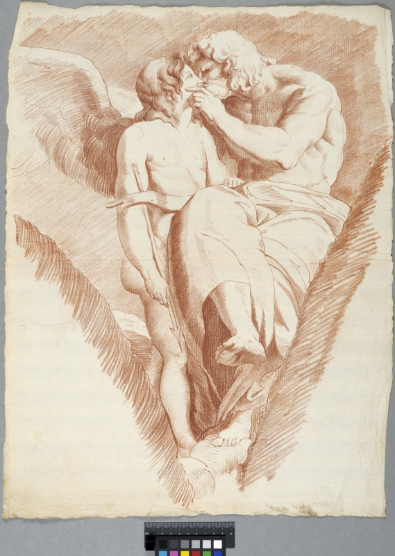 Akademiteckning. Rafaels "Jupiter kyssande Amor" i Villa Farnesinas loggia i Rom