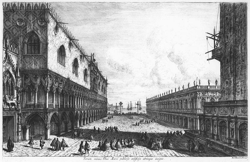 Piazzettan med kolonnerna. Ur Vyer från Venedig, 22 blad