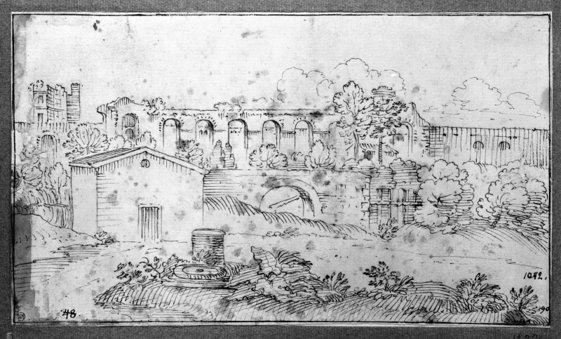 Landscape with ruins of an aqueduct