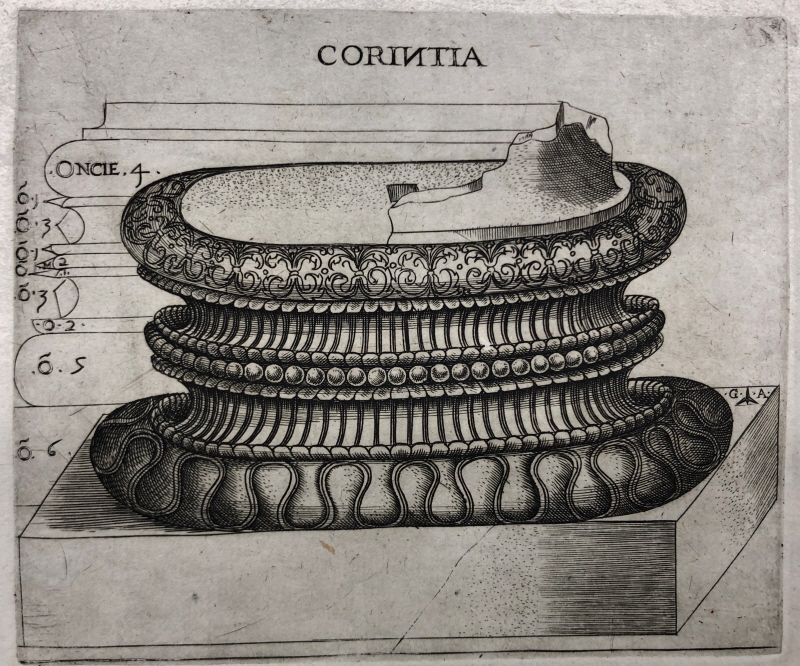 Kolonnbas, korintisk, från antik byggnad, Rom