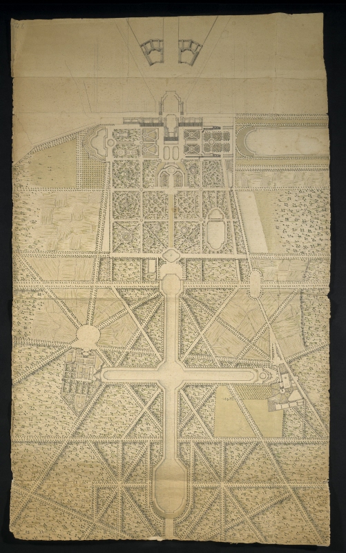 Slottet, porten och stallen i Versailles