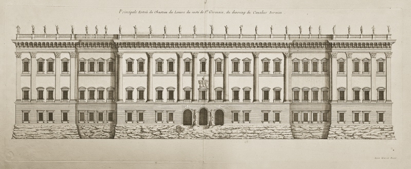 Louvren, elevation av huvudentréns fasad