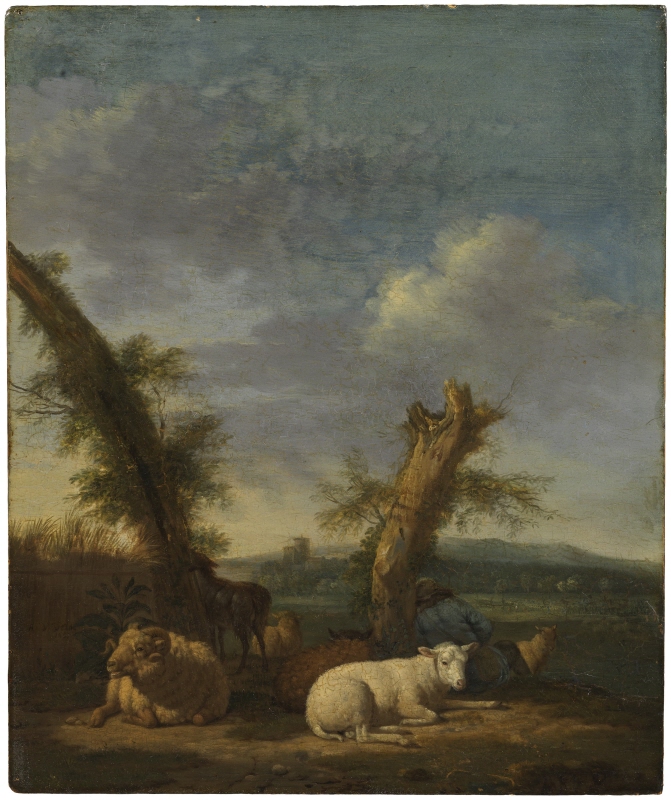 Landscape with Sheep and a Sleeping Shepherd