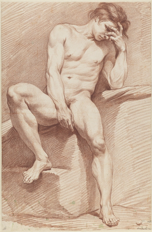 Study of a Seated Male Model, in Full-Length and Facing Forward
