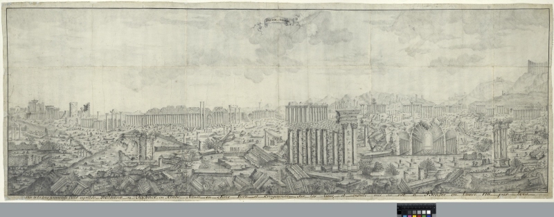 Panorama över de antika ruinfälten i Palmyra