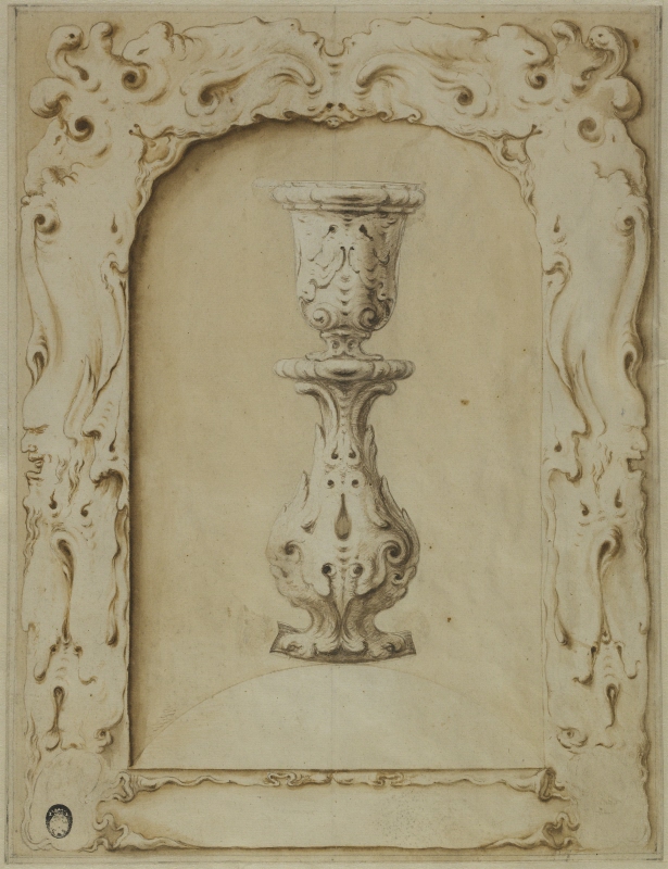 Design for a Frame or Niche and a Candlestick