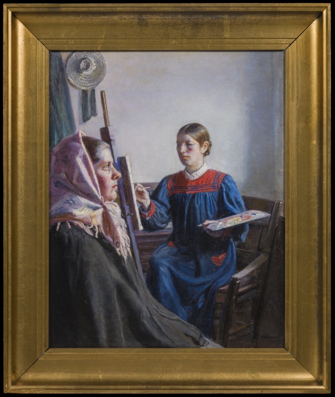 Anna Ancher målar efter modell