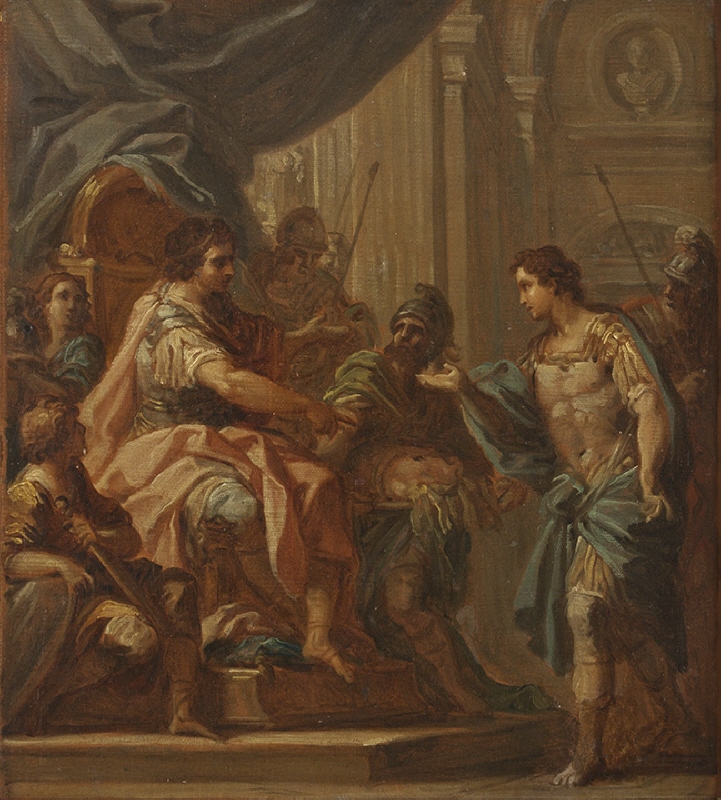 Alexander the Great before his Father King Philip II (?), sketch, 1730s