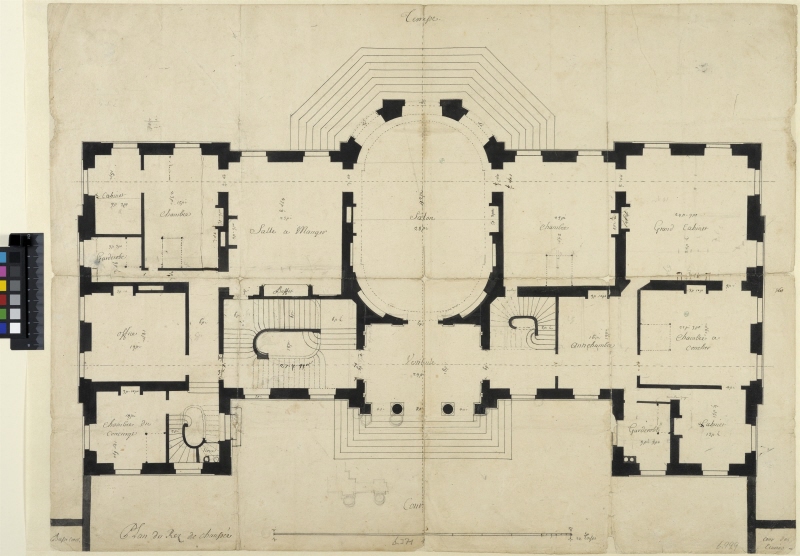 Château de Champs; plan av bottenvåningen INV.NR. THC 6371+6999