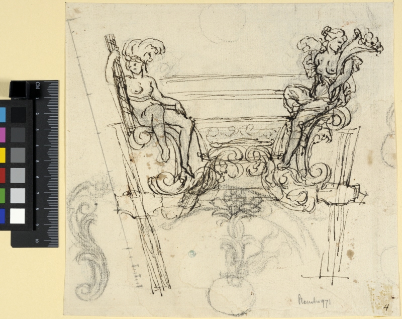 Design for a Coach with two female figures, Justitia and Abundantia