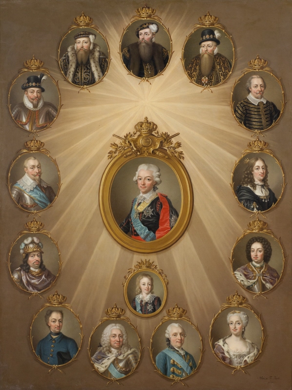 Table of Monarchs from Gustav Vasa to Gustav III, c. 1787