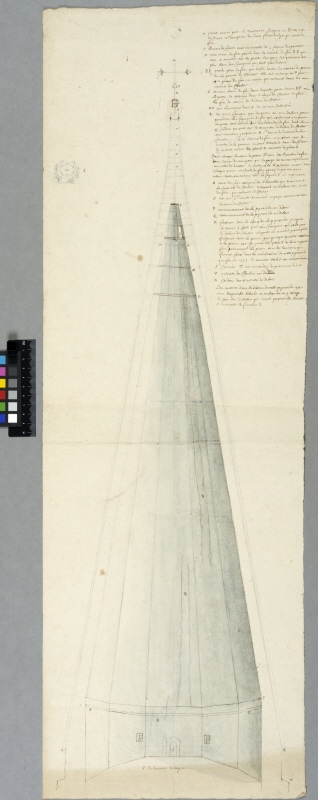 Tower Spire for the Chartres Cathedral. Section and extensive description