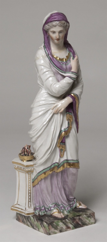 Figurin,  vestal med draperad mantel