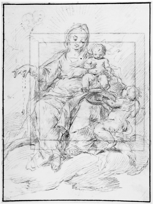 Maddona and child, attended by a genius