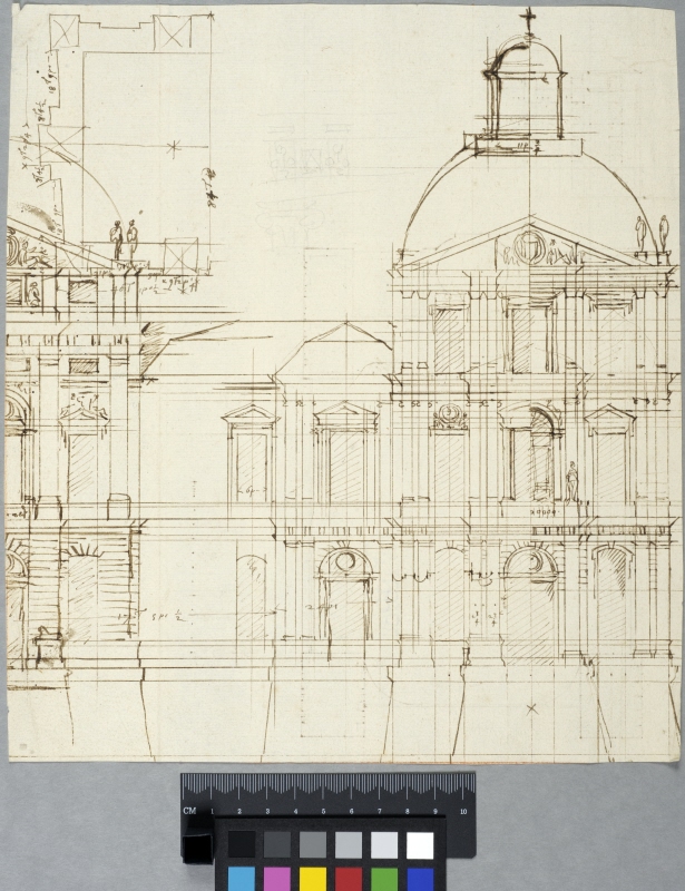 The Louvre, Paris. Studies for elevations in three variations and a plan
