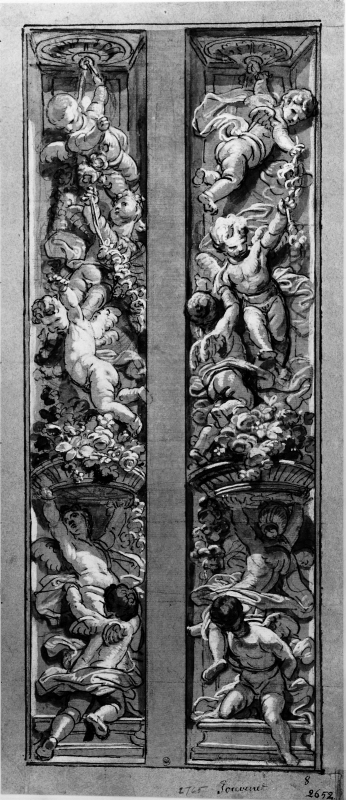 Putti and Fruit Garlands, drawing for a wall panel in Parlement de Bretagne, Rennes