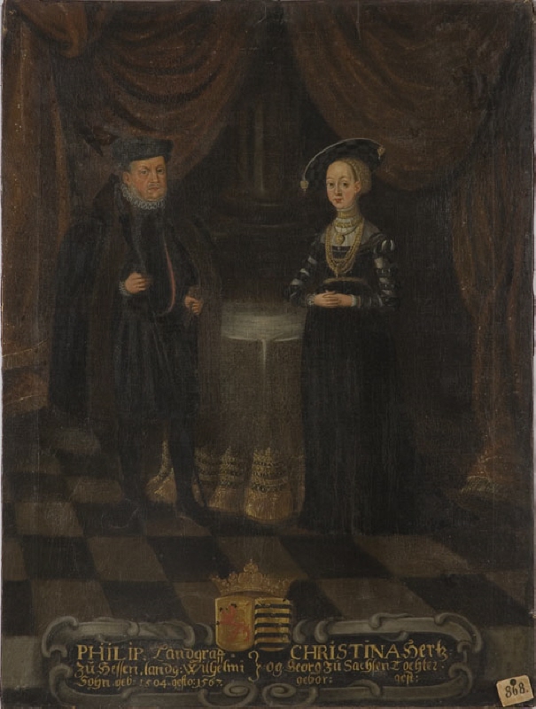 Filip, 1504-1567,  lantgreve av Hessen-Kassel. Kristina, 1505-1549, prinsessa av Sachsen