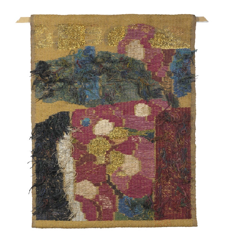 Del av textilutsmyckning "Till Garbo - hommage med rosenbrokad, stillbild och tre orientaliska gömställen"