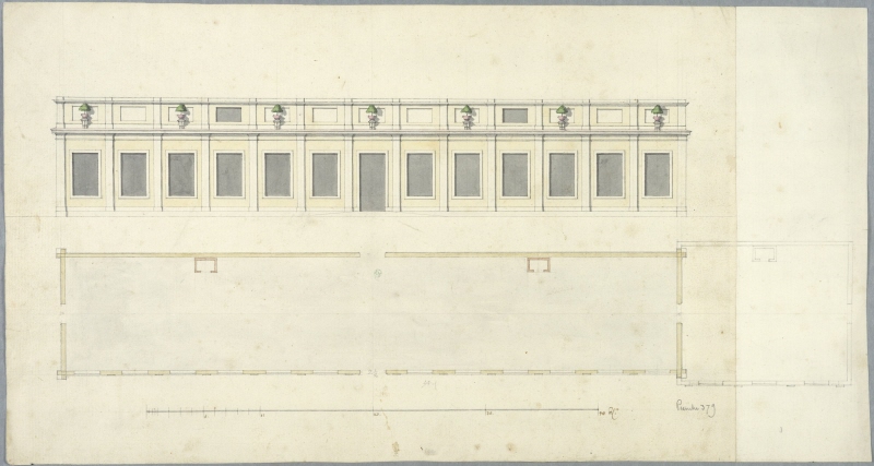 Design for an Orangery, Probably at Drottningholm, Elevation and Plan