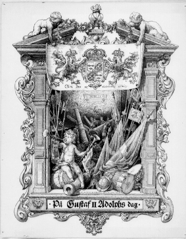 Illustration till Ord & Bild 1894, sidan 529. "På Gustaf II Alophs dag"