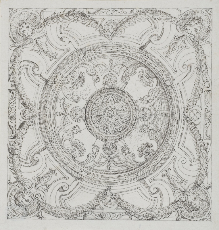 Design for a Ceiling with Lions' Masks, Maybe for Versailles