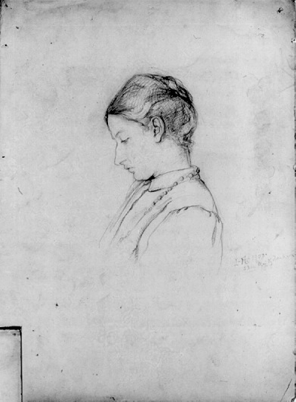 Porträtt av kvinna med margaretafläta
