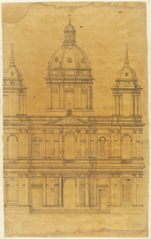 Saint-Sulpice, Paris. Proposal for elevation of facade. Tracing