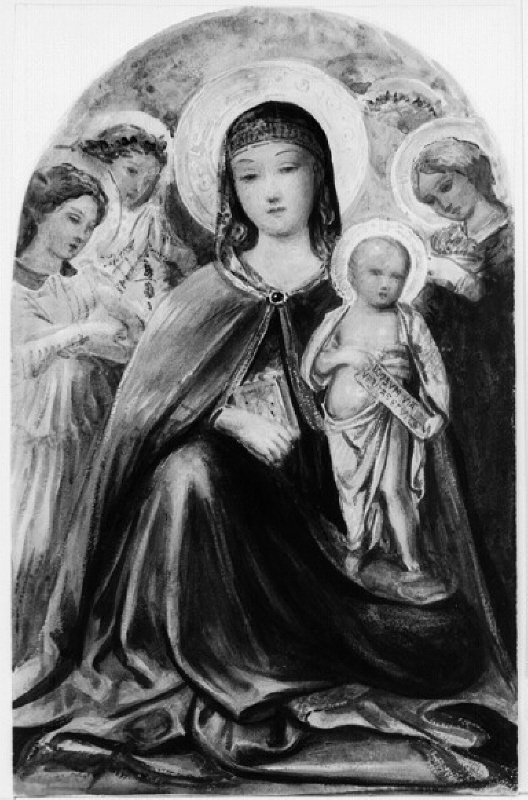Madonnan med barnet. Målning i Siena