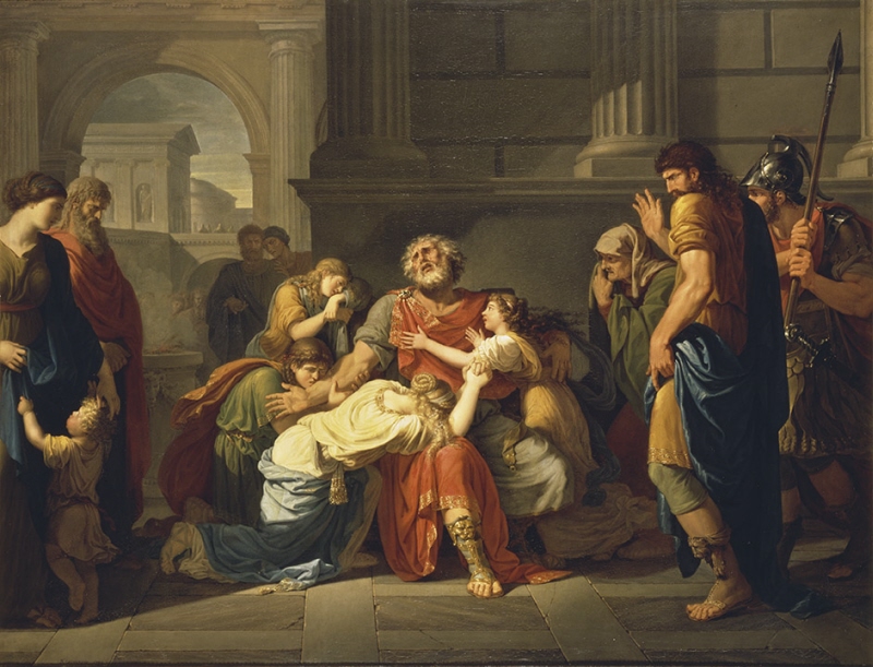 Den blinde Oidipus anbefaller sin familj åt gudarna