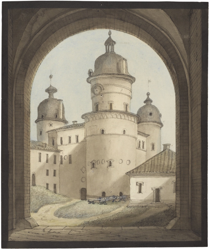 Gripsholm Castle, The Outer Courtyard Viewed from the Entrance Arch, c. 1850