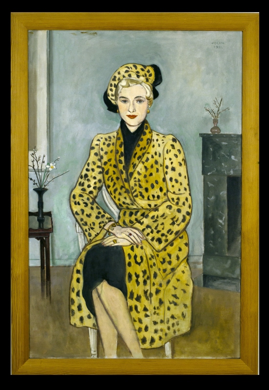 Tatiana Angelini-Scherenetiew i leopardkappa, konstnärens hustru