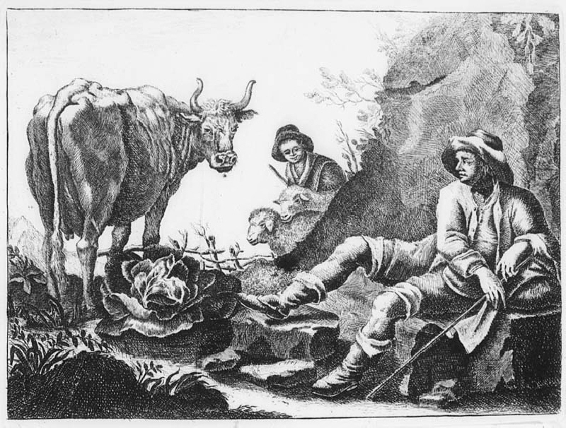 Två herdar med boskap