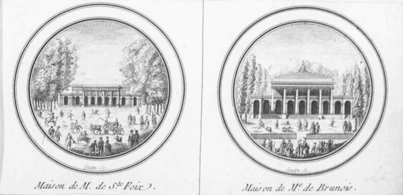 "Maison de plaisance" Plansch med två vinjetter. Ingår i "Architecture de différents maîtres"