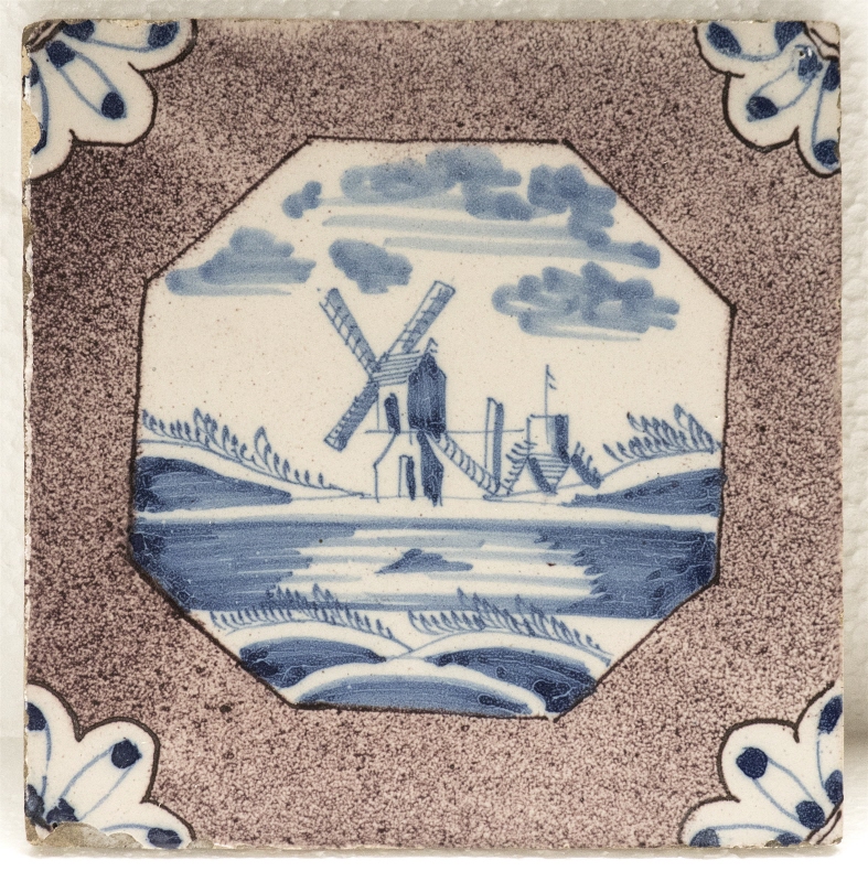 Tile with windmill