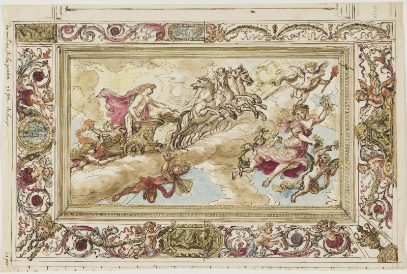 Ceiling Decoration with Apollo Guiding Aurora and Alternative Borders