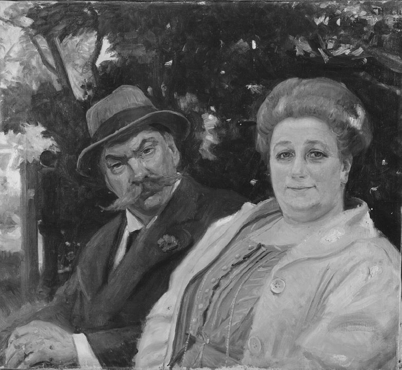 Daniel Fallström (1858-1937), författare, teaterkritiker, gift med 1. Maria Holmström, 2. Anna Larsson. Med sin andra hustru: Anna Larsson (1861-1938)