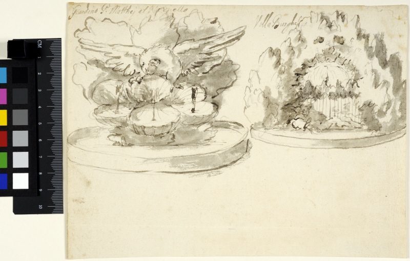 Studies of Fountains in the Gardens of Villa Mattei and Villa Borghese, Rome