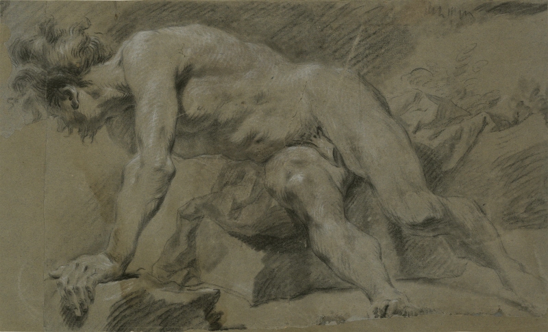 Study of a Male Nude, Seated on a Rock