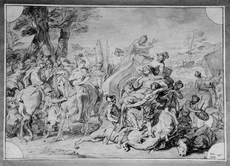 Alexander tillfångatar kung Porus i slaget vid Hydaspes år 327 f. kr.