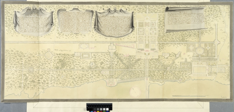 Generalplan för Peterhof efter ett förslag utfört av Jean-Baptiste Alexandre Le Blond, 1739